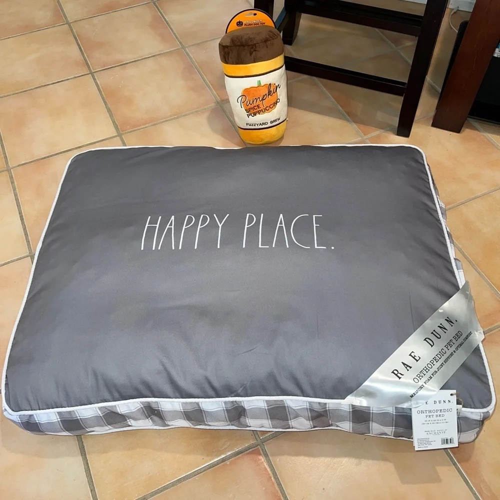 🔥LAST One+extra shipping XXL Orthopedic Pet Bed Memory Foam NWT Rae Dunn HAPPY